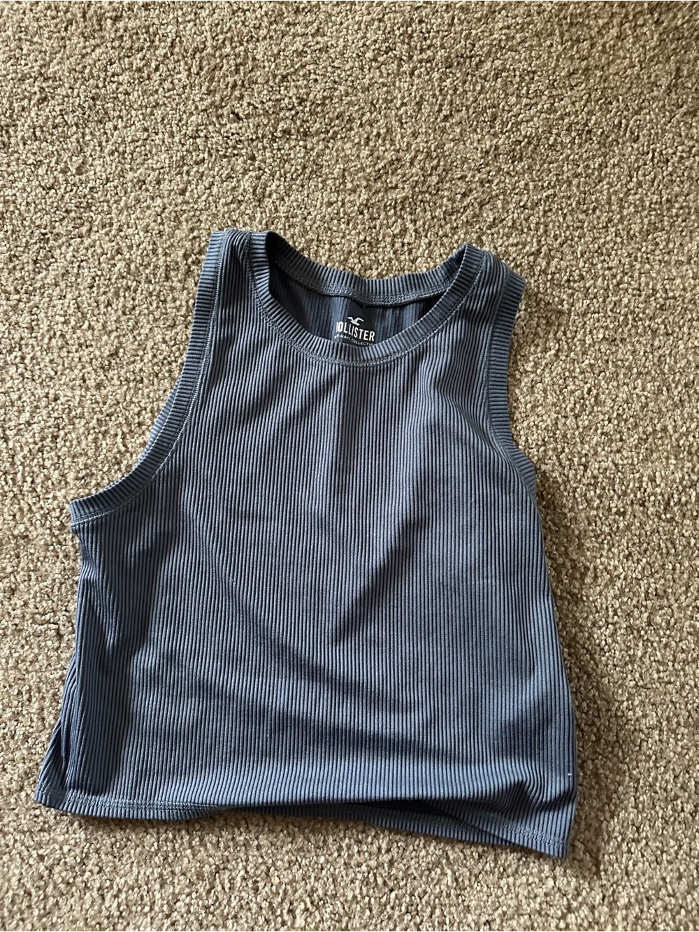 Hollister Ribbed V-Neck Tank in Slate Blue Gray
